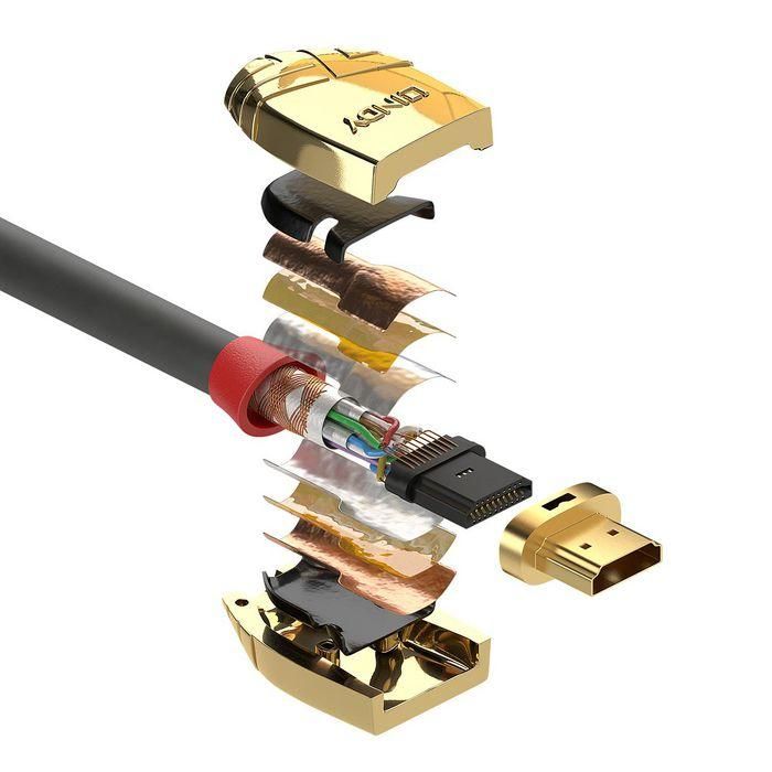 Lindy Cable HDMI Gold Line 7.5m de Alta Velocidad HDMI 2.0 para 4K 60Hz 18Gbps Contactos Oro 24K Blindaje Triple OFC 2 Lindy Cable HDMI Gold Line 7.5m de Alta Velocidad HDMI 2.0 para 4K 60Hz 18Gbps Contactos Oro 24K Blindaje Triple OFC 2