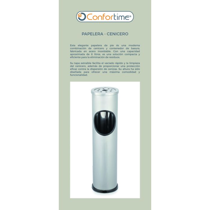 Papelera-Cenicero Ss 8L Inde Confortime (4 Unidades) 8 Papelera-Cenicero Ss 8L Inde Confortime (4 Unidades) 8