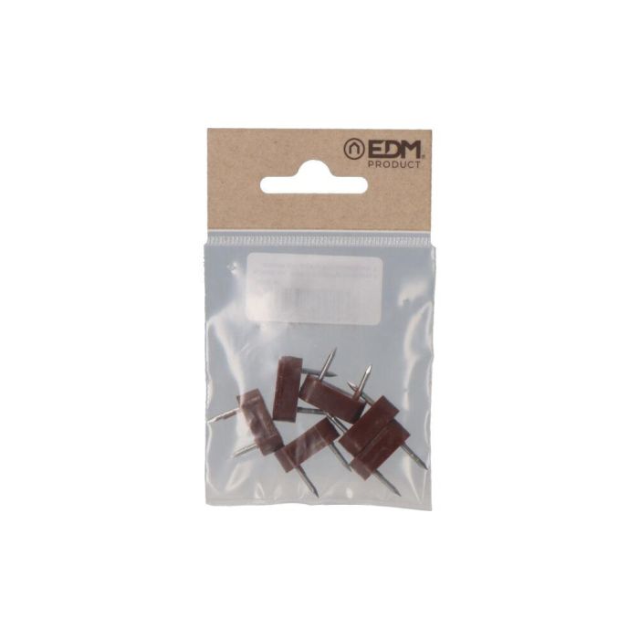 Edm Pack de 6 Topes para Armario con 2 Puntas - Color Marrón, Medidas 7x18mm 1