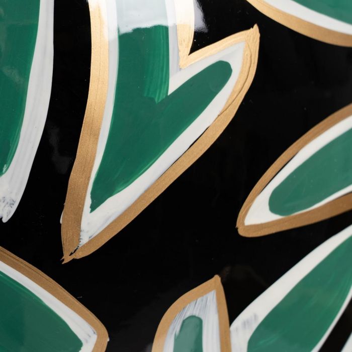 Jarrón Negro-Verde Porcelana Decoración 28 X 28 X 34 cm