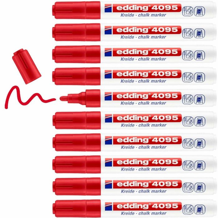 Rotuladores de tiza líquida Edding 4095 Rojo (10 Unidades) 3 Rotuladores de tiza líquida Edding 4095 Rojo (10 Unidades) 3