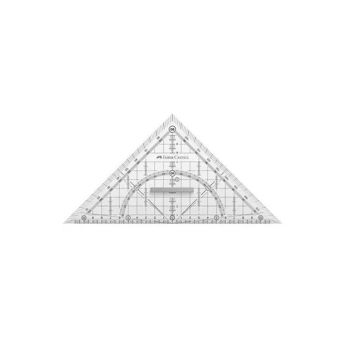 FABER-CASTELL 171010 Escuadra Geometría Grip Transparente 22 cm – Para dibujo técnico y escolar