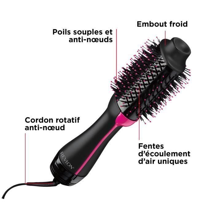 Revlon RVDR5222E Cepillo de Secado y Voluminizador 2 en 1 Iónico Cerámico, diseño ovalado para menos daño, 3 calores, Negro/Rosa 1