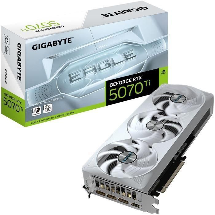 GIGABYTE Tarjeta Gráfica GeForce RTX 5070 Ti EAGLE OC ICE SFF 16G GDDR7 PCI-E 5.0 GV-N507TEAGLEOC ICE-16GD