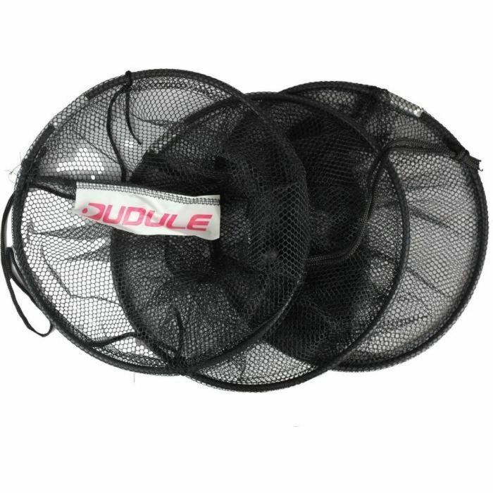 Dudule Cesto Inglés de Pesca 2m, Cabeza Redonda, Malla Fina, Ajustable, Secado Rápido, Negro, con 5 Postes y Espiga