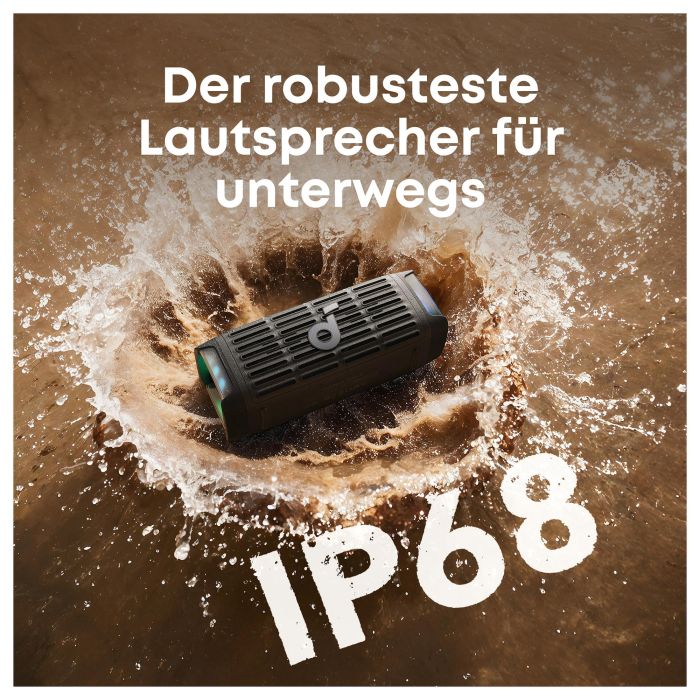 Anker Soundcore Boom 3i Altavoz Bluetooth Portátil 50W IP68 Resistente al Agua Negro con 16h Autonomía, Luz LED y TWS