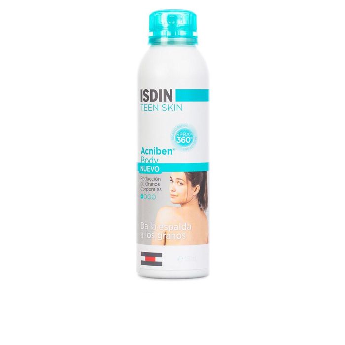 Isdin Acniben Body Reducción Granos Corporales. Tratamiento Hidratante y Exfoliante en Spray para Piel Grasa y Acneica 150 ml