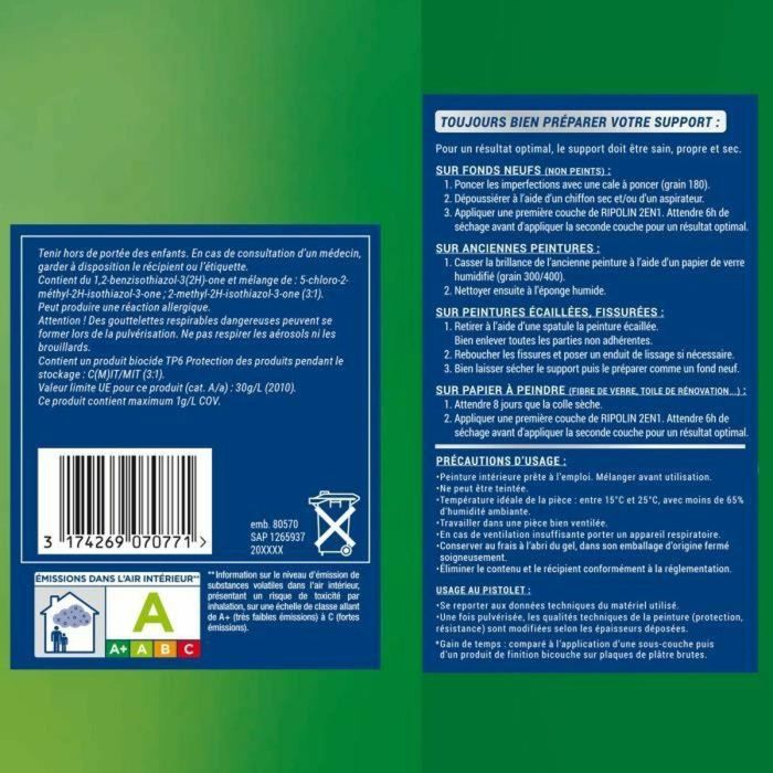 Ripolin PPG397892 Pintura 2 en 1 para Paredes y Techos, Blanco Satinado, 2,5 L Ripolin PPG397892 Pintura 2 en 1 para Paredes y Techos, Blanco Satinado, 2,5 L