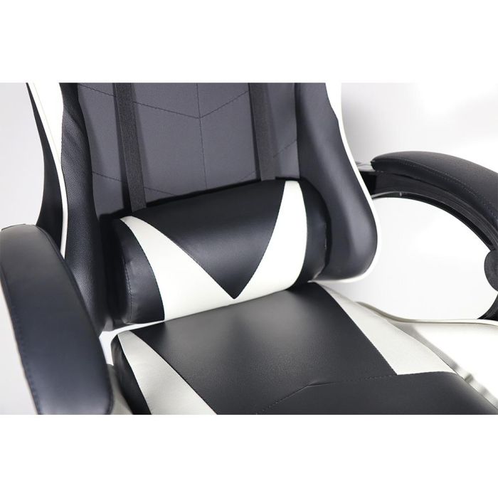 Edm Silla Gaming Ergonómica Negra y Blanca, Altura Regulable, Reclinable 90-135°, Soporte Lumbar, 150kg Máximo 5