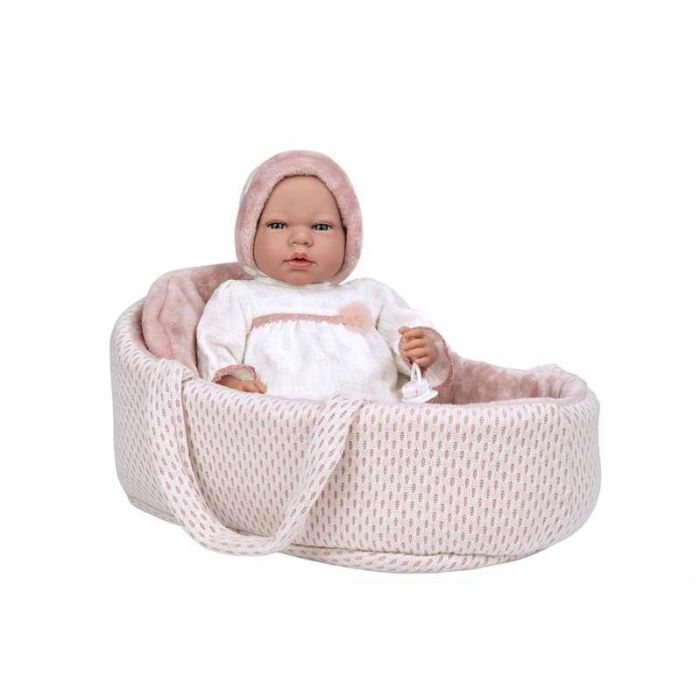 Muñeca elegance 40 cm andie rosa c/capazo c/mecamismo lloro try me c/bolsa 1