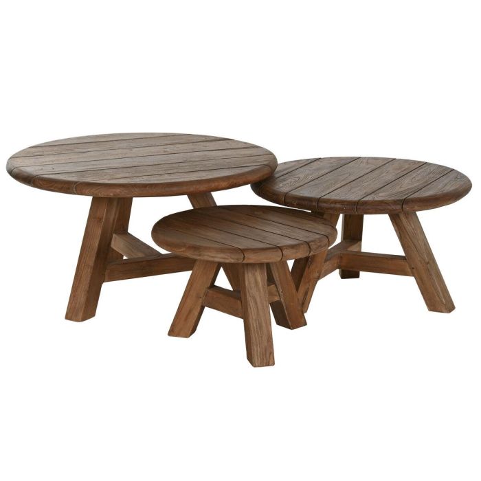Juego de 3 mesas Home ESPRIT madera de teca 80 x 80 x 43 cm 5 Juego de 3 mesas Home ESPRIT madera de teca 80 x 80 x 43 cm 5