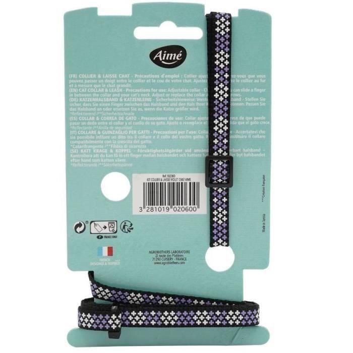 Kit de collar y correa - AIMÉ - Morado reflectante para gatos 3 Kit de collar y correa - AIMÉ - Morado reflectante para gatos 3