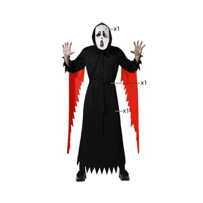 Disfraz Asesino Tenebroso Halloween Hombre Adulto con Máscara Blanca, Túnica Negra Polyester y Lazo - Talla M-L para Escape Rooms y Fiestas 0 Disfraz Asesino Tenebroso Halloween Hombre Adulto con Máscara Blanca, Túnica Negra Polyester y Lazo - Talla M-L para Escape Rooms y Fiestas 0