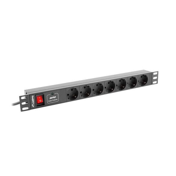 Lanberg Regleta Protector Sobretensiones 16A Rack 19" 7 Salidas 4000W 1U