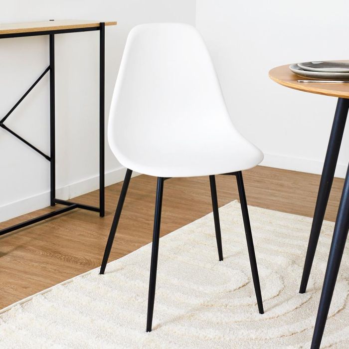 Home Deco Factory Silla Gustav Blanca Estilo Escandinavo Asiento Polipropileno Patas Hierro Negro 1