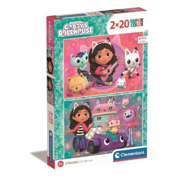 Puzzle - CLEMENTONI - La casa de muñecas de Gabby - 2 x 20 piezas - Para niños a partir de 3 años - Temática de dibujos animados Puzzle - CLEMENTONI - La casa de muñecas de Gabby - 2 x 20 piezas - Para niños a partir de 3 años - Temática de dibujos animados
