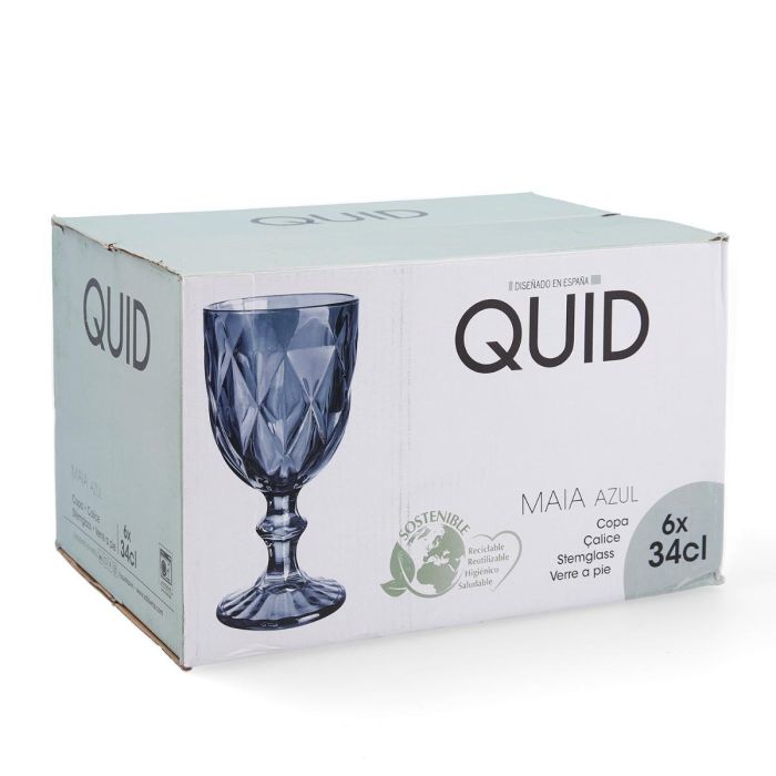 Quid Copa Vidrio Maia 34 cL con Relieve Azul (24 Unidades) 4