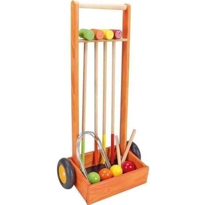 Juego de croquet de madera JEUJURA - 4 jugadores - Carro de madera Juego de croquet de madera JEUJURA - 4 jugadores - Carro de madera