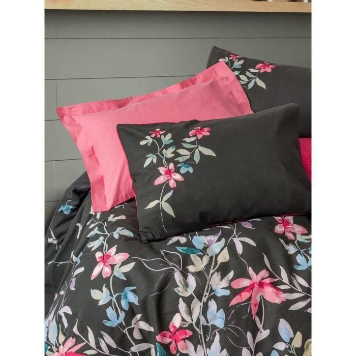 Juego de cama - 1 funda nórdica 220x240 cm + 2 fundas de almohada 60x60 cm - 100% algodón - Rosa 1 Juego de cama - 1 funda nórdica 220x240 cm + 2 fundas de almohada 60x60 cm - 100% algodón - Rosa 1