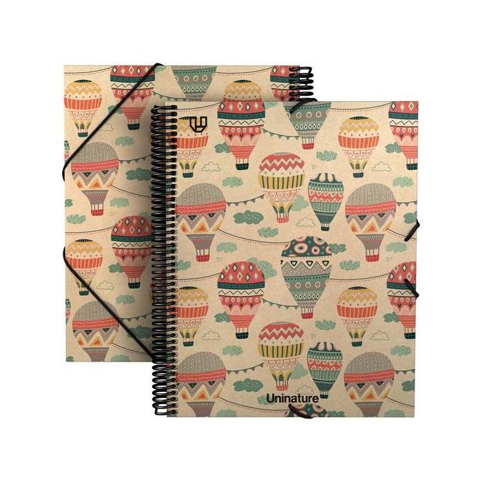 Grafoplás Carpeta A4 40F Espiral PVC, Cierre Goma, Kraft y Cartón Reciclado, Plastificado Soft, Certificado FSC®