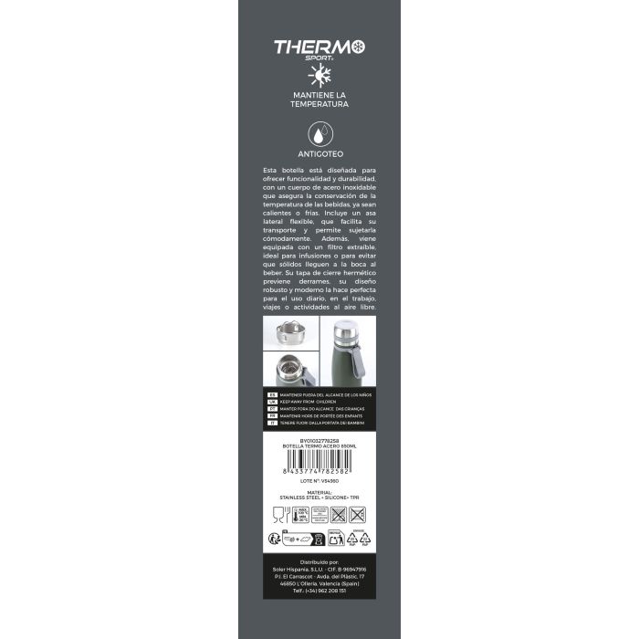 Botella Termo Acero Inoxidable 850 ml Thermosport - Inde (6 Unidades) 6 Botella Termo Acero Inoxidable 850 ml Thermosport - Inde (6 Unidades) 6