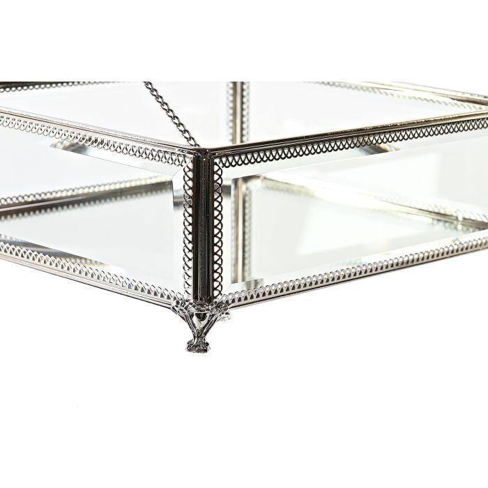 DKD Home Decor Joyero Tradicional de Cristal y Metal, Plateado Transparente, Acabado Brillante, 21 cm Largo x 10 cm Alto x 25 cm Ancho 2 DKD Home Decor Joyero Tradicional de Cristal y Metal, Plateado Transparente, Acabado Brillante, 21 cm Largo x 10 cm Alto x 25 cm Ancho 2
