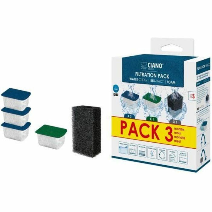 Ciano Pack Cartuchos de Filtración para Acuario 3 Meses Talla S con 3 WaterClear S, 1 Espuma Mousse S, 1 Biobact S