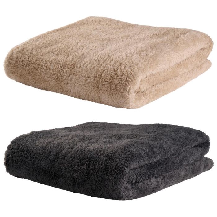 Day Manta de Vellón de Peluche 150x200 cm Gris Oscuro Beige 250g 2