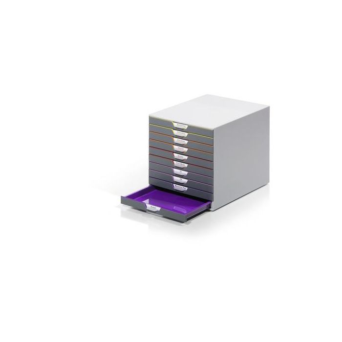 Durable Fichero de Sobremesa Varicolor 10 Cajones, Plástico Gris, Apilable, para Documentos DIN A4, 282x292x356 mm 0 Durable Fichero de Sobremesa Varicolor 10 Cajones, Plástico Gris, Apilable, para Documentos DIN A4, 282x292x356 mm 0