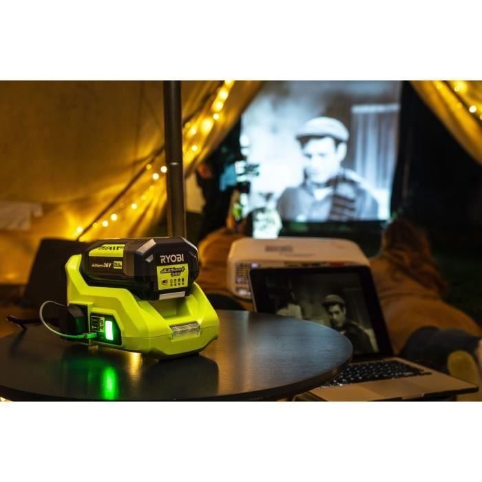 Transformador inalámbrico RYOBI MAX POWER 36V: 300W-500W - 3 puertos: 1 EU Electric + 1 USB-A + 1 USB-C - Lámpara LED - Sin batería 3