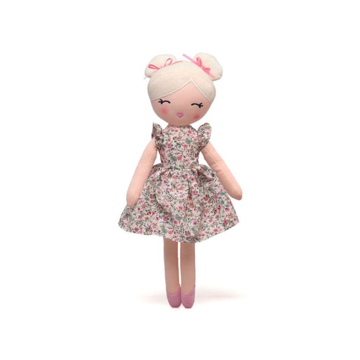 KioKids Muñeca de Trapo Rubia con Vestido de Flores, Suave y Blandita, Edad Recomendada +10 Meses 1