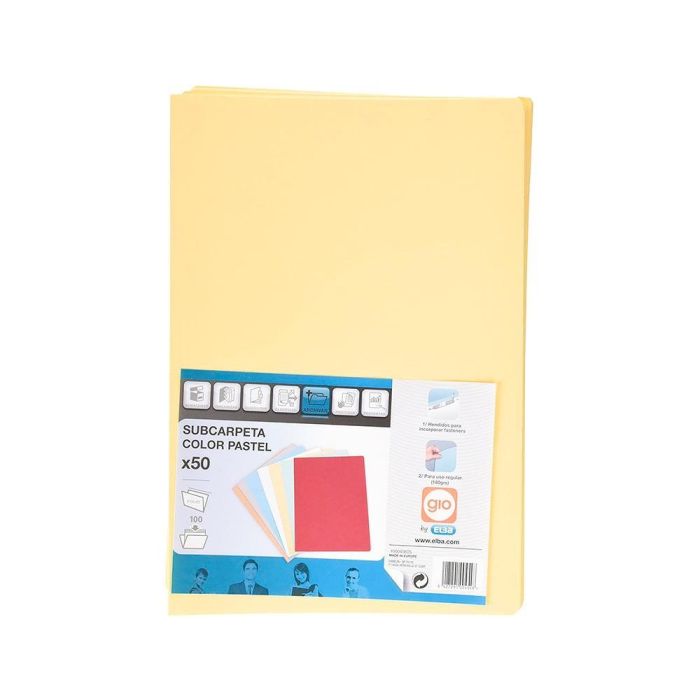 Gio Subcarpeta Simple Cartulina Folio 180 gr Amarillo Pastel -50U- Gio Subcarpeta Simple Cartulina Folio 180 gr Amarillo Pastel -50U-