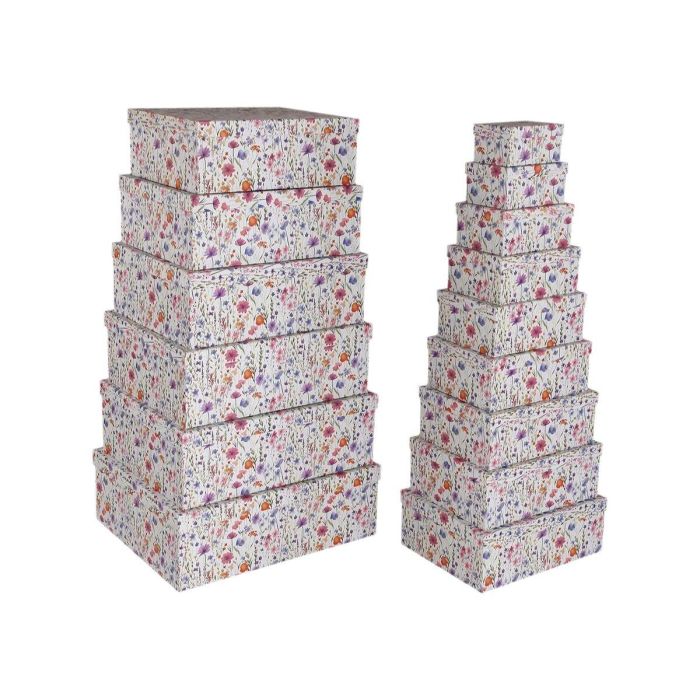 Juego de Cajas Decorativas Versa Cartón Flores (15 Piezas) Juego de Cajas Decorativas Versa Cartón Flores (15 Piezas)