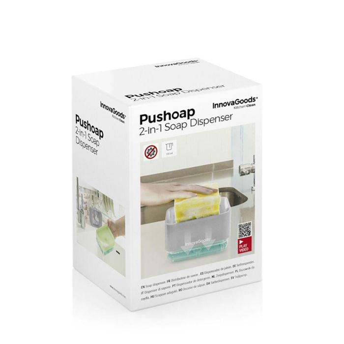 Dispensador de Jabón 2 en 1 para Fregadero Pushoap InnovaGoods 1 Dispensador de Jabón 2 en 1 para Fregadero Pushoap InnovaGoods 1