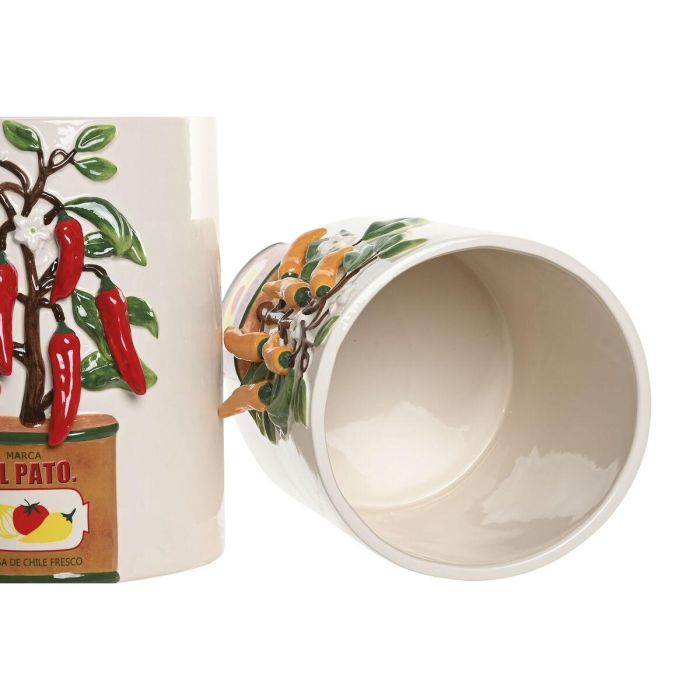 DKD Home Decor Jarrón Rojo Verde Blanco Cerámica 22 x 28 x 22 cm (2 Unidades) 1