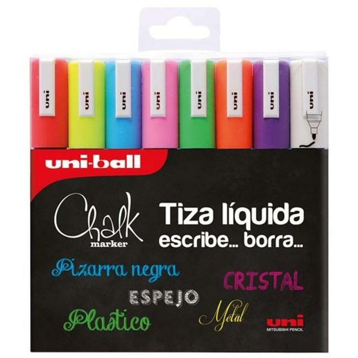 Rotuladores de tiza líquida Uni-Ball PWE-5M Multicolor 8 Unidades 1