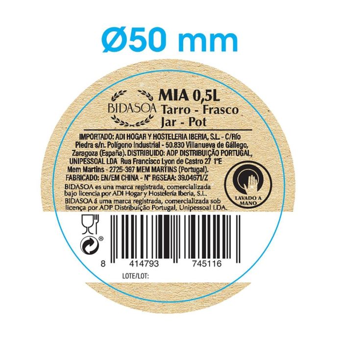 Tarro Vidrio Tape Acacia Mia Bidasoa 0,5 L (12 Unidades) 1