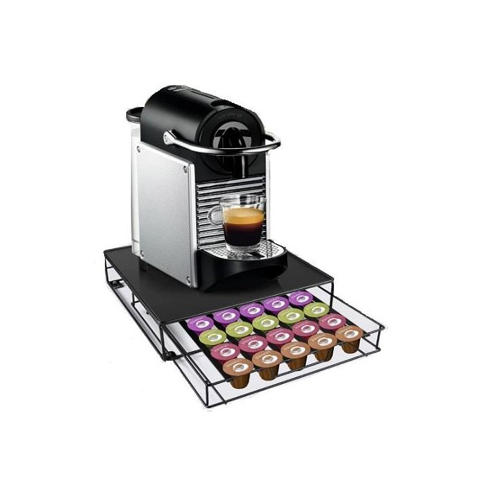 DKD Home Decor Soporte Dispensador Organizador de Cápsulas Nespresso para 48 de Metal Negro, 32x28.7x7 cm para Cocina 2