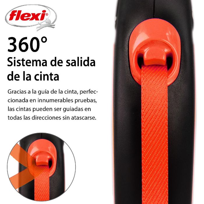 Flexi Correa New Neon S Cinta 5m Naranja Neón con Componentes Reflectantes 3 Flexi Correa New Neon S Cinta 5m Naranja Neón con Componentes Reflectantes 3