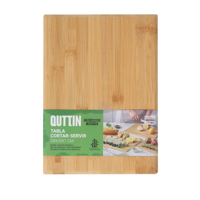 Quttin Tabla para Cortar y Servir de Bambú 28 x 20 cm - Ideal Cocina y Presentación Alimentos (12 Unidades) 1