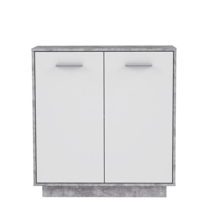 Unidad de almacenamiento PILVI con 2 puertas - Hormigón blanco y gris claro - An. 82,9 x An. 34,2 x Al. 88,1 cm 1 Unidad de almacenamiento PILVI con 2 puertas - Hormigón blanco y gris claro - An. 82,9 x An. 34,2 x Al. 88,1 cm 1