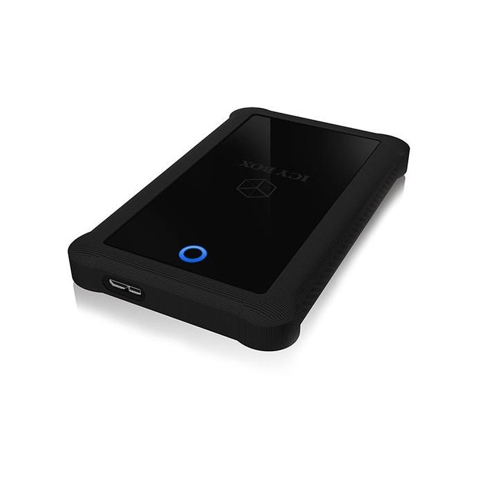 ICY BOX IB-233U3-B Carcasa Externa para Disco Duro/SSD SATA de 2.5" USB-A 3.0 con Funda de Silicona Negra 1
