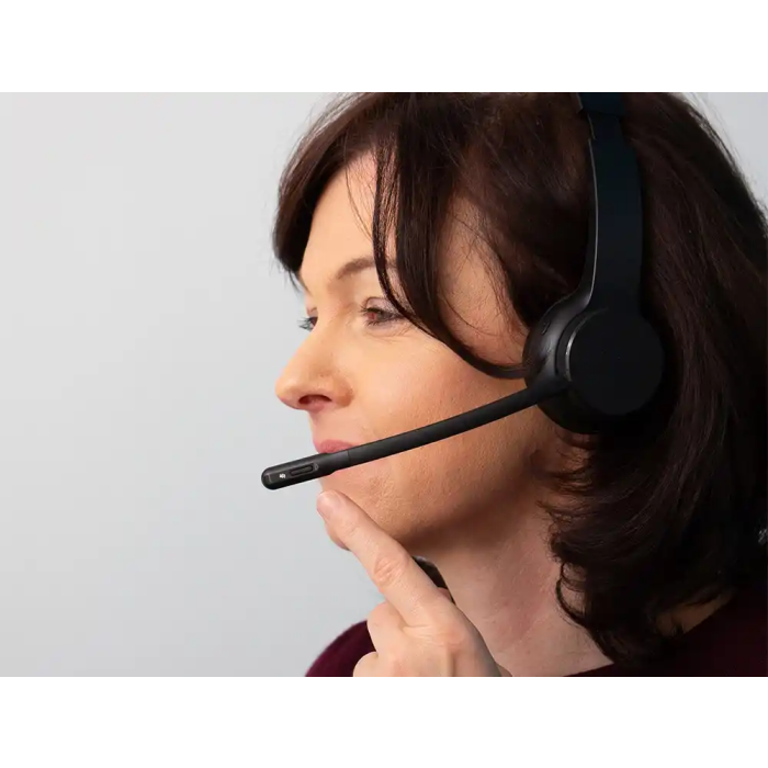 Q-connect Auricular Inalámbrico Diadema con Micrófono Flexible, Botón Bluetooth USB, Color Negro 6