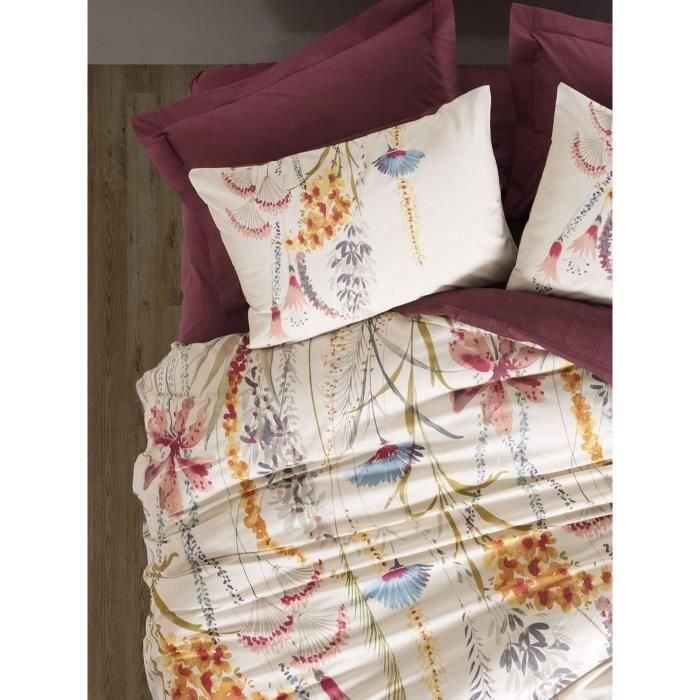 Juego de cama - 1 funda nórdica 220x240 cm + 2 fundas de almohada 60x60 cm - 100% algodón - Rojo 2 Juego de cama - 1 funda nórdica 220x240 cm + 2 fundas de almohada 60x60 cm - 100% algodón - Rojo 2