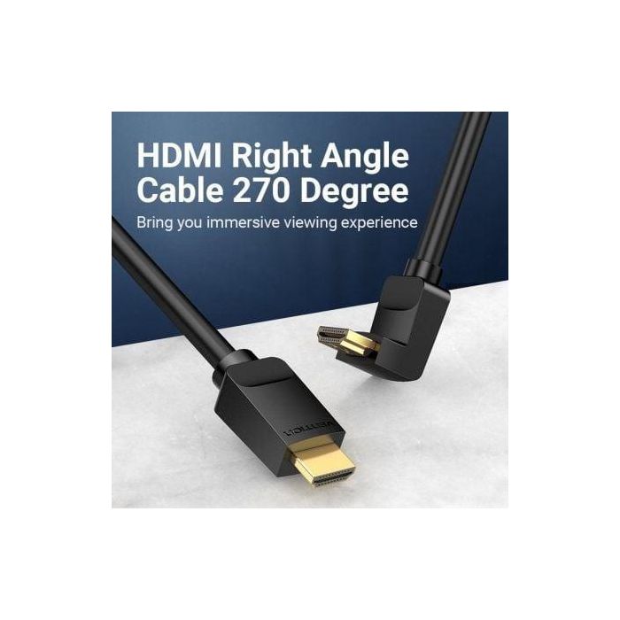 Vention AAQBF Cable HDMI 2.0 4K@60Hz Acodado 270° HDMI Macho - Macho 1m Negro con Conectores Chapados en Oro y Nylon Trenzado 3 Vention AAQBF Cable HDMI 2.0 4K@60Hz Acodado 270° HDMI Macho - Macho 1m Negro con Conectores Chapados en Oro y Nylon Trenzado 3