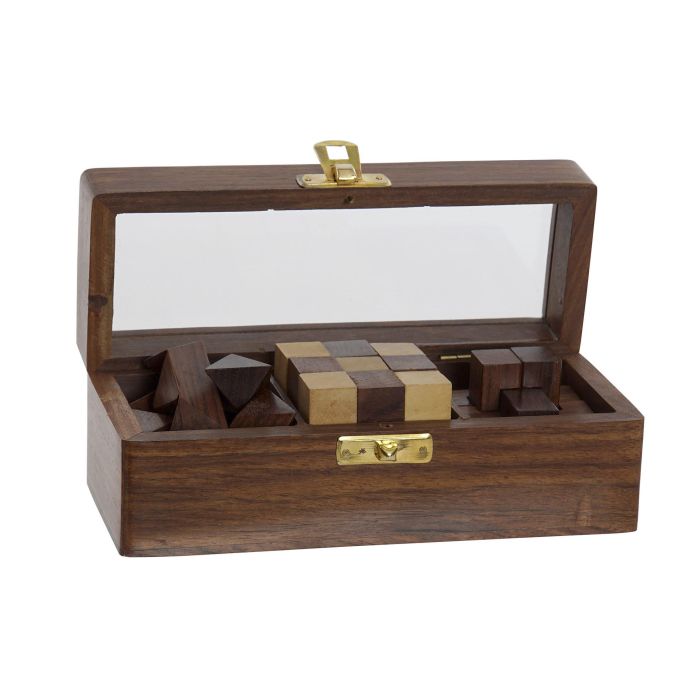 Juego Colonial DKD Home Decor Marron Oscuro Dorado 7 x 6 x 17 cm Set de 4 (4 Unidades) 4