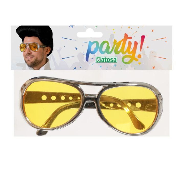 Gafas Plástico Redondas Amarillas Translúcidas - Estilo Vintage Años 60/70 para Disfraces y Fiestas Temáticas 1