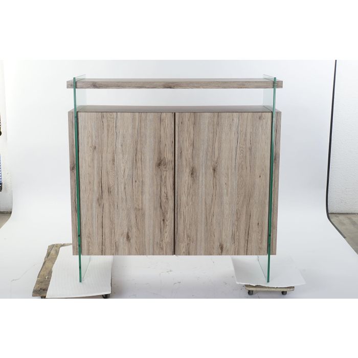 DKD Home Decor Aparador Moderno Natural de MDF y Cristal Templado 120x44x120 cm con 2 Puertas y 3 Estantes Desmontable 5 DKD Home Decor Aparador Moderno Natural de MDF y Cristal Templado 120x44x120 cm con 2 Puertas y 3 Estantes Desmontable 5