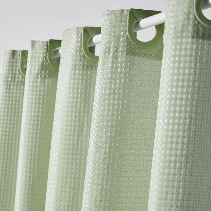 Today Cortina de Ducha Gofres Verde Poliéster 180 x 200 cm con 12 Ganchos TOD3574641275518 1
