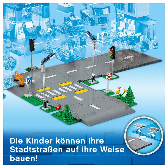 LEGO 60304 Intersección para montar, Juego de Construcción de Ciudades con Paneles y Carreteras para Montar